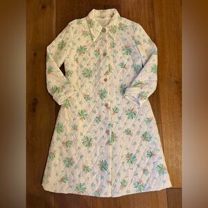 VINTAGE 60s 70s Mod Quilted Woman’s Housecoat Robe, XS/S